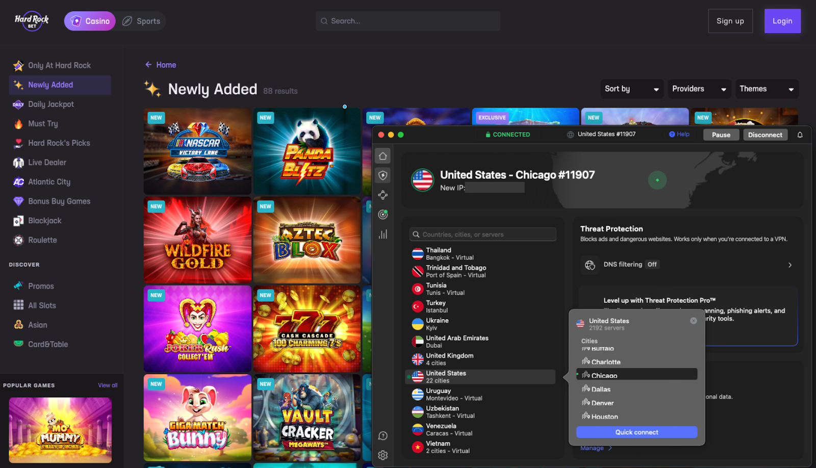 I bypassed Hard Rock Bet restrictions with NordVPN's Chicago server