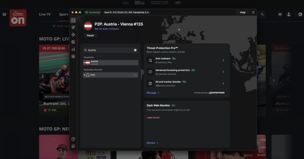 MotoGP free streams on ServusTV with NordVPN