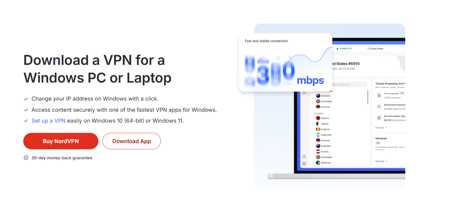 NordVPN app download for Windows