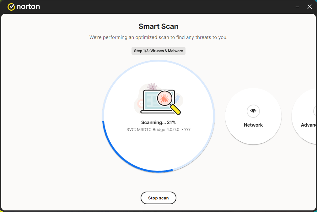 Norton antivirus scan