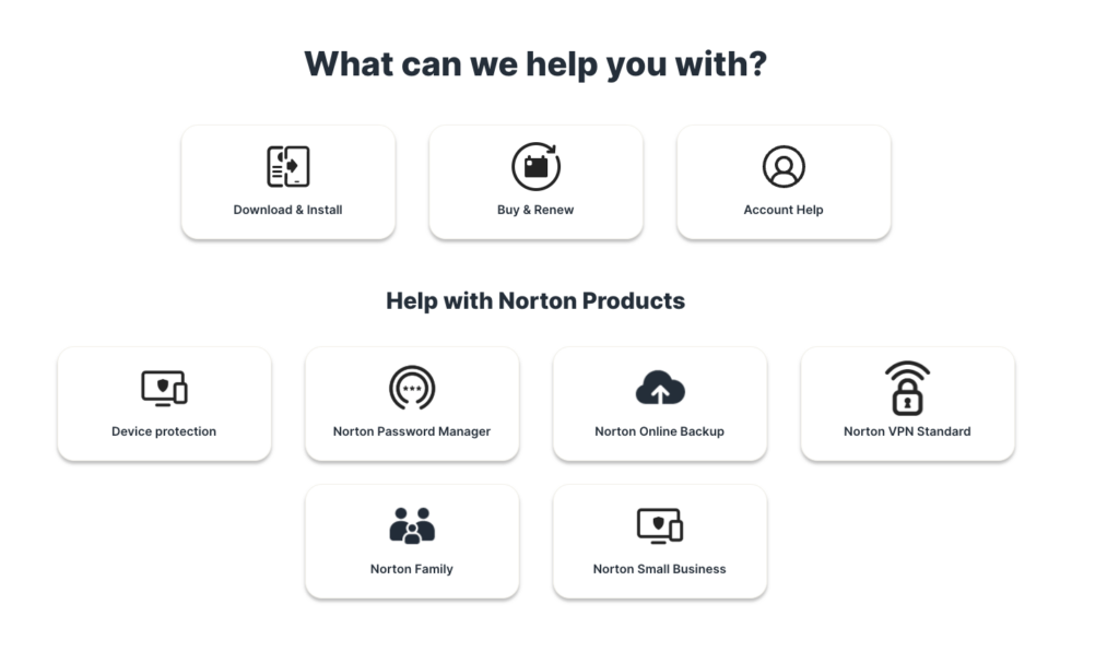 Norton Antivirus customer support site