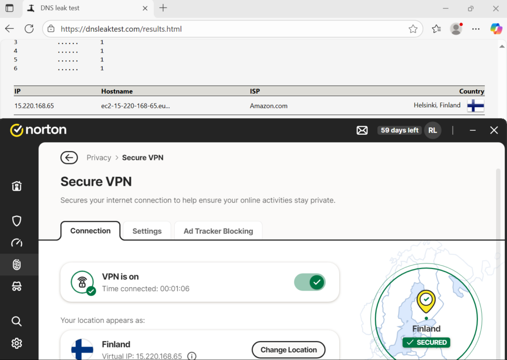 Norton VPN DNS leak check