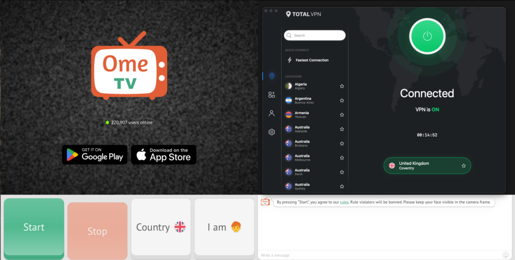 TotalVPN got unbanned OmeTV