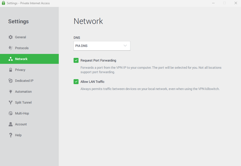PIA VPN's port forwarding option for torrenting