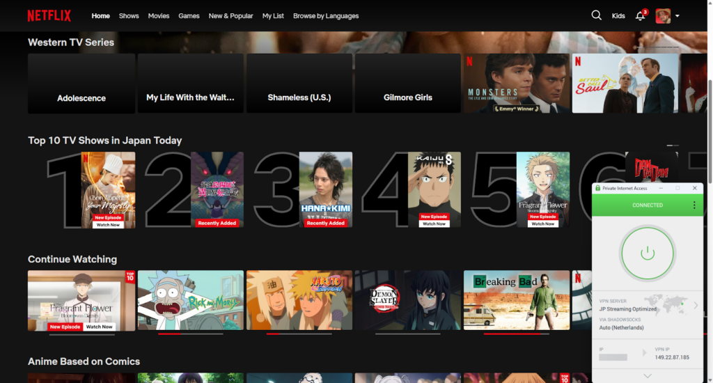 PIA VPN unblocking Netflix abroad