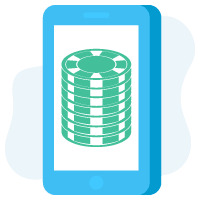 Poker chips on smartphone screen