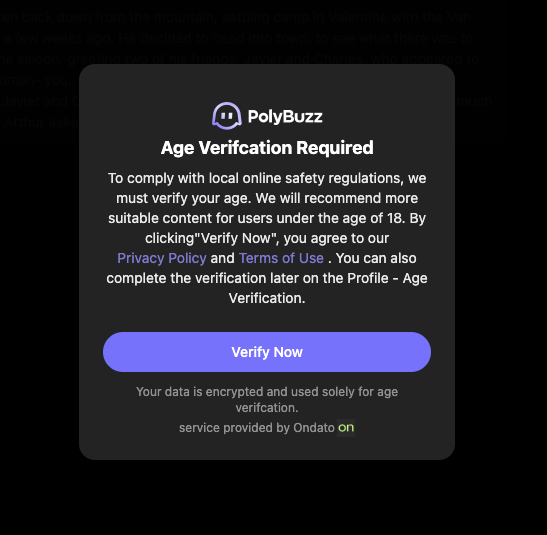 Polybuzz age verification in Australia