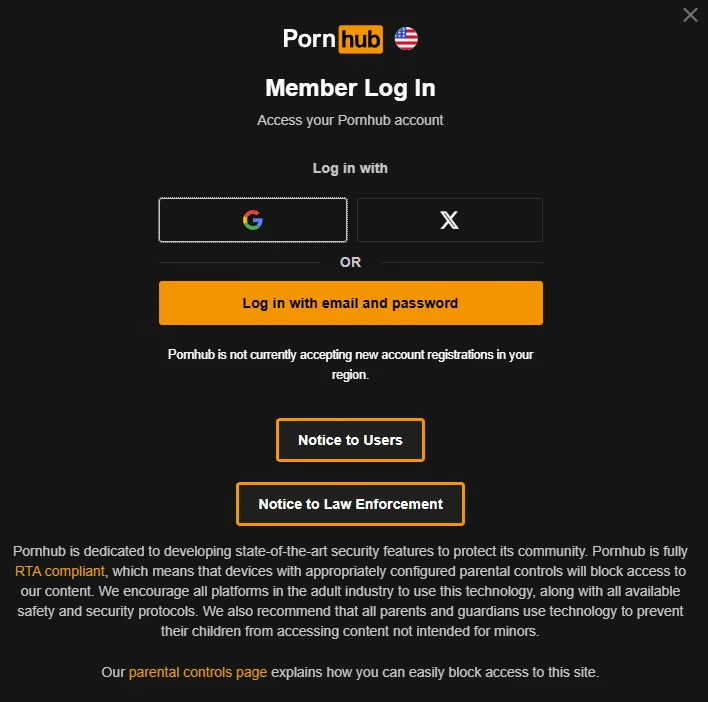 Pornhub blocked in Missouri notification