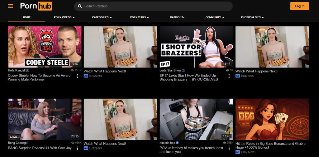 No porn content is available for UK Pornhub users