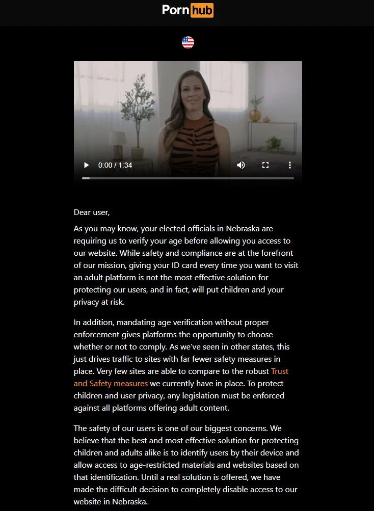 PornHub is blocked in Kentucky