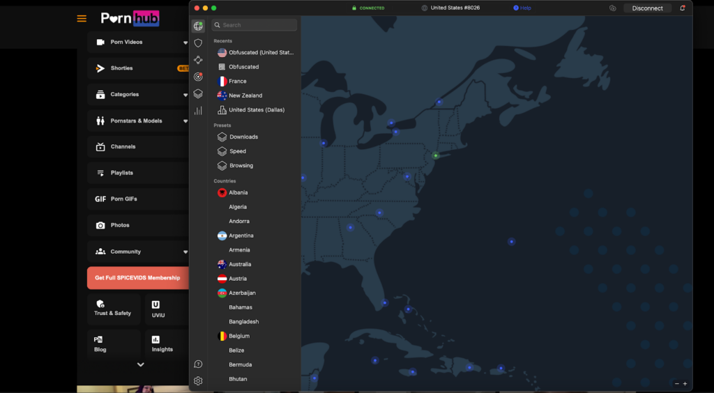 Unblocking PornHub in Utah using a New York VPN server