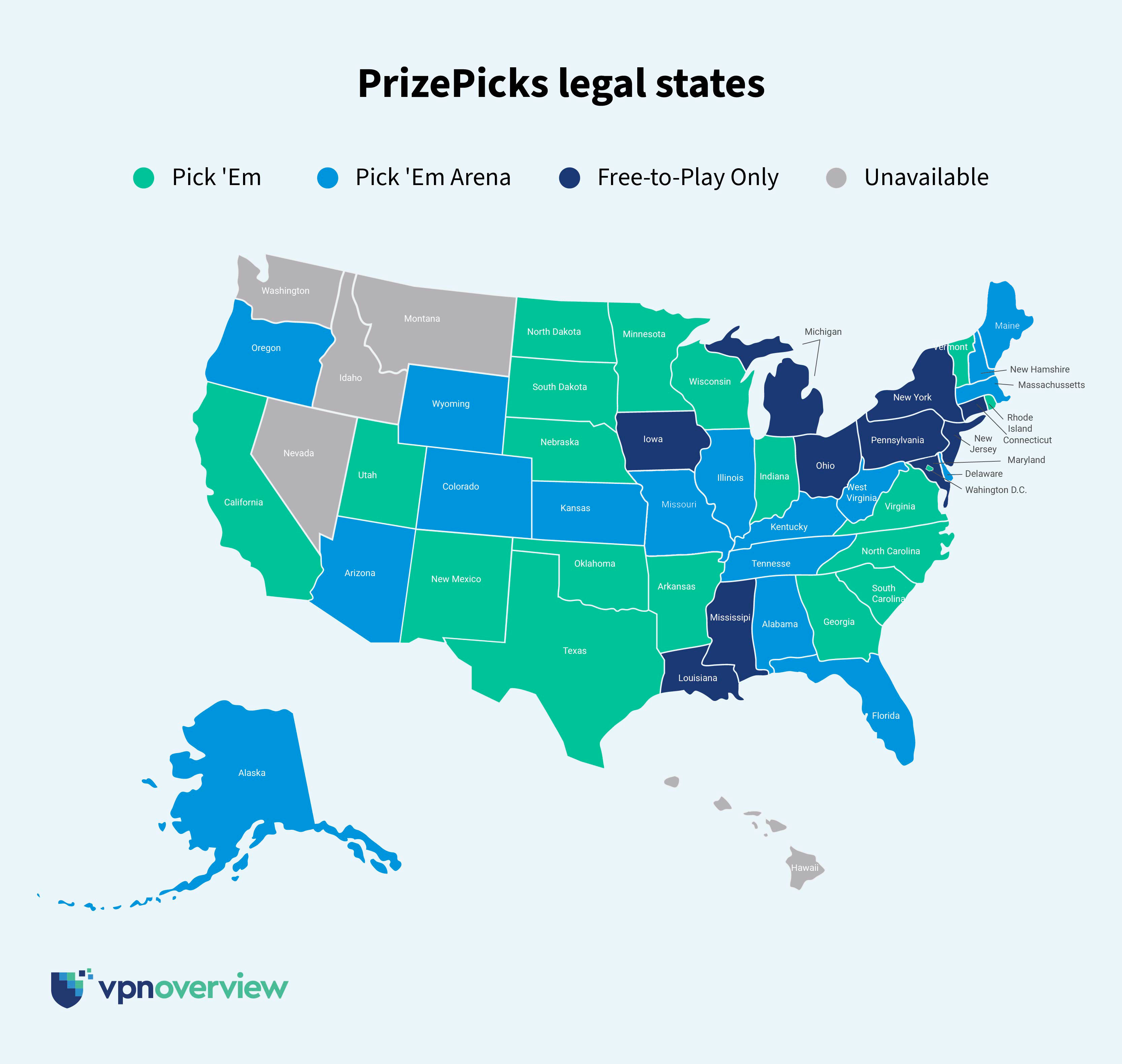PrizePicks legal states map