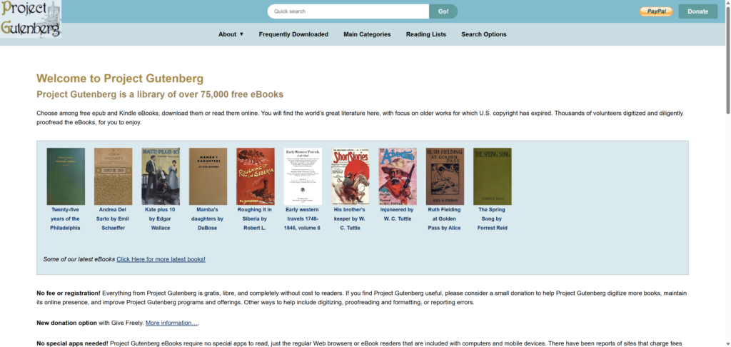 Project Gutenberg website