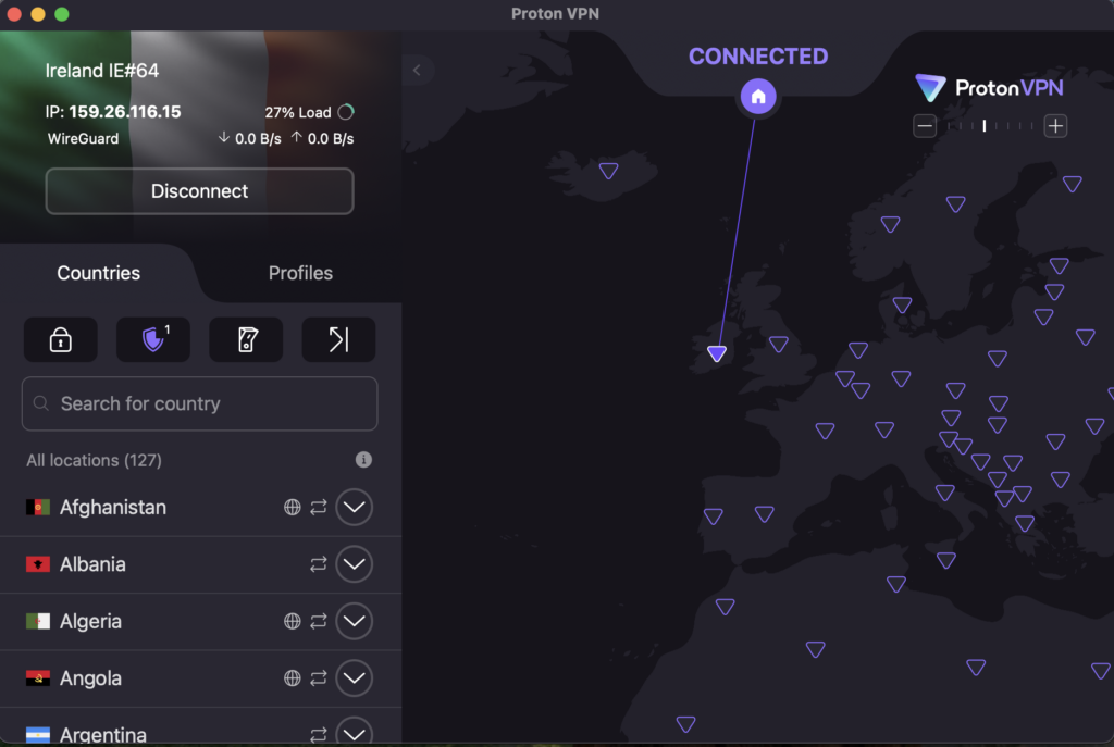 Proton VPN connected to Ireland to bypass Australia TikTok age verification