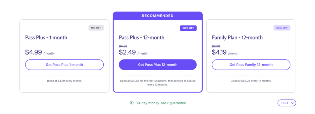 Proton Pass discounted subscription plans