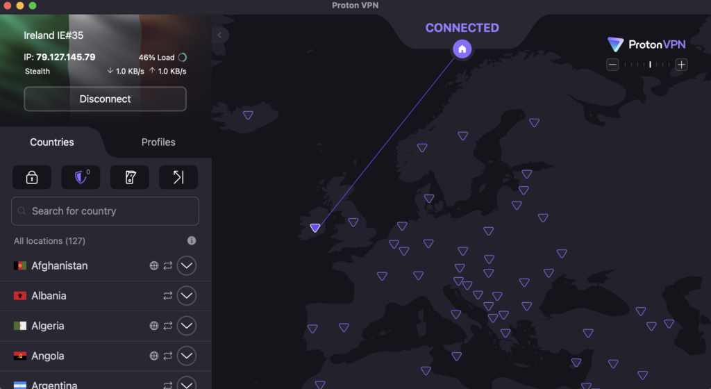 Using Proton VPN's Ireland server to bypass Roblox age verification