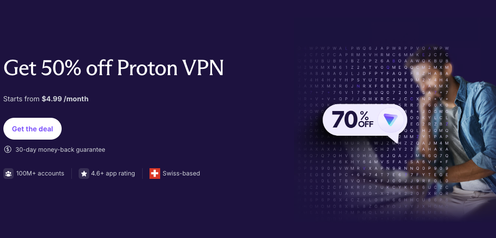 Proton VPN's main page