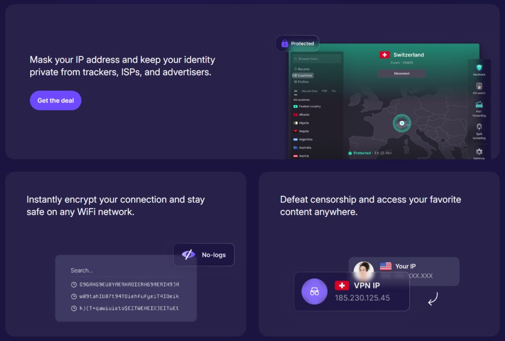 Proton VPN features page