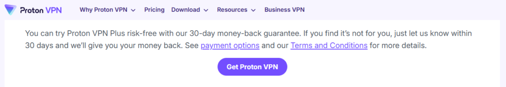 Proton VPN's money-back guarantee