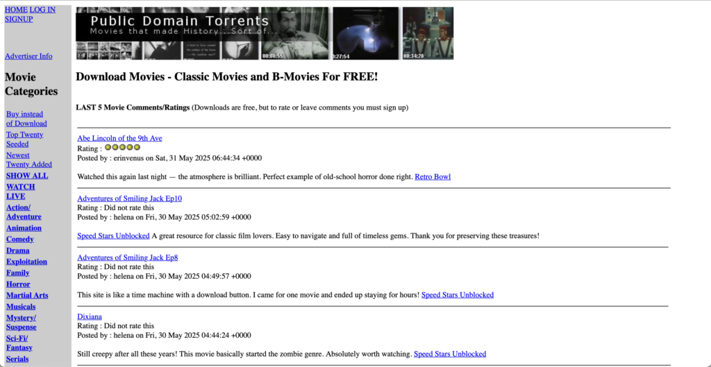 Public Domain Torrents website