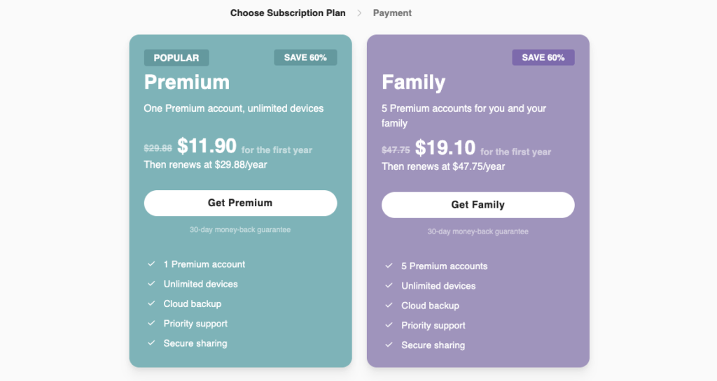 RoboForm subscription plans