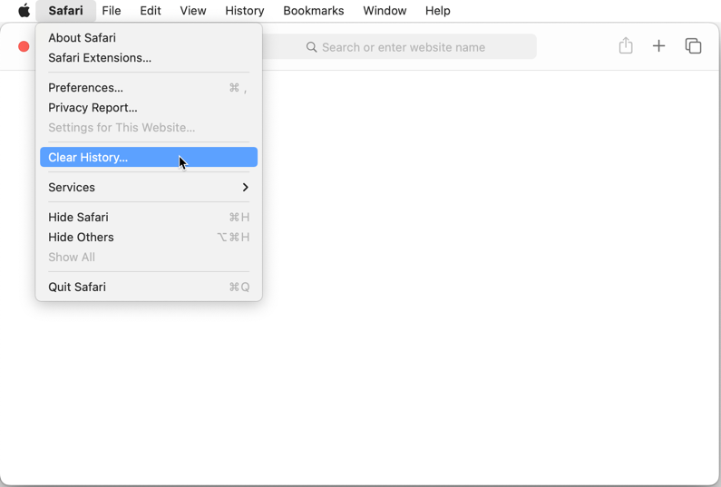 Safari Clear History tab location