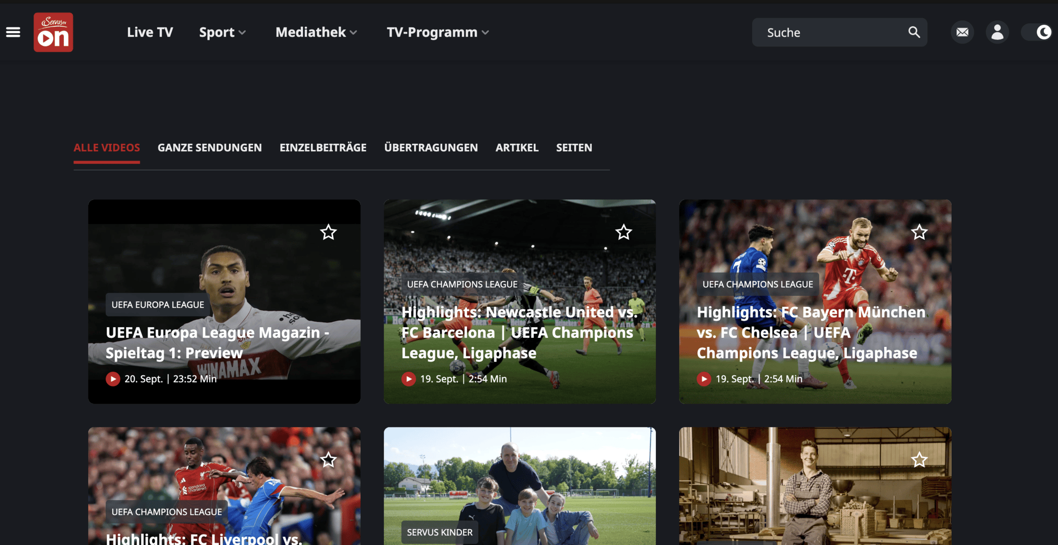 Europa League on Servus TV