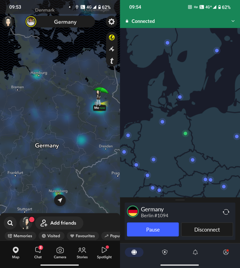I used NordVPN to change my location and get unbanned from Snapchat