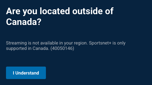 Sportsnet error message