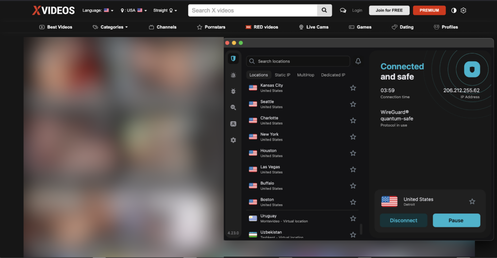 Using Surfshark to unblock Ohio porn sites like xVideos