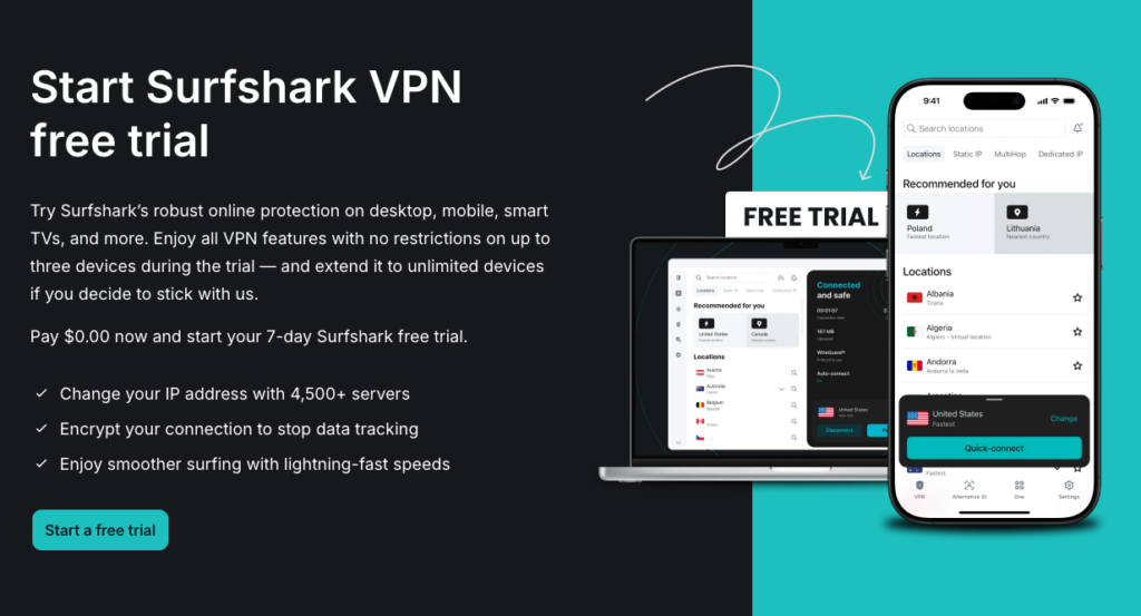 Surfshark VPN 7-day free trial