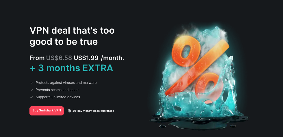 Surfshark's main page