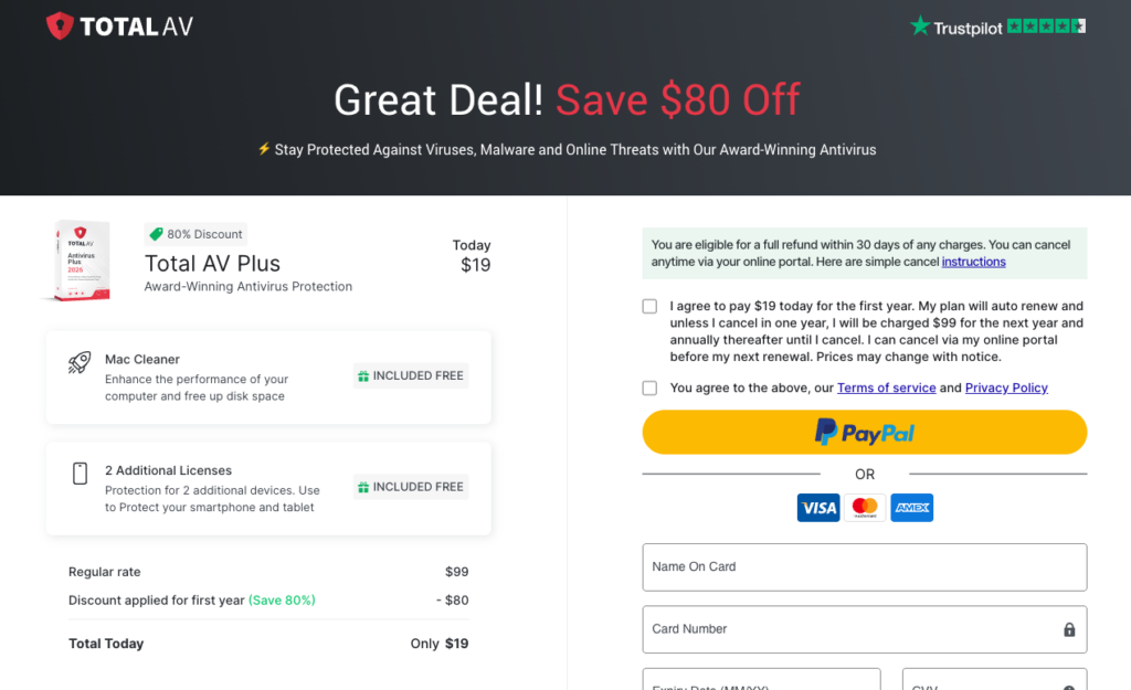 TotalAV discount code applied