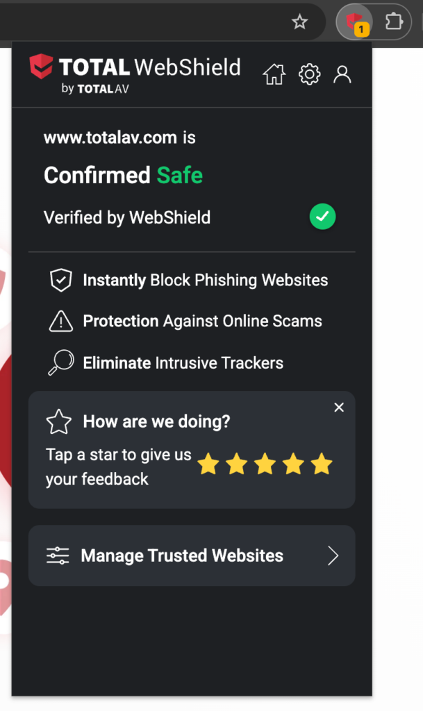 Total WebShield on a mobile device