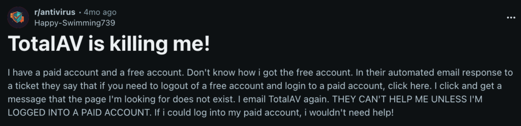 One user's experience with TotalAV payment management