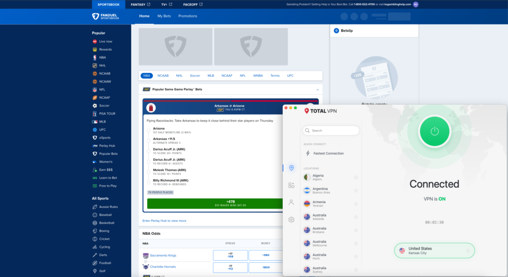 FanDuel unblocked with TotalVPN