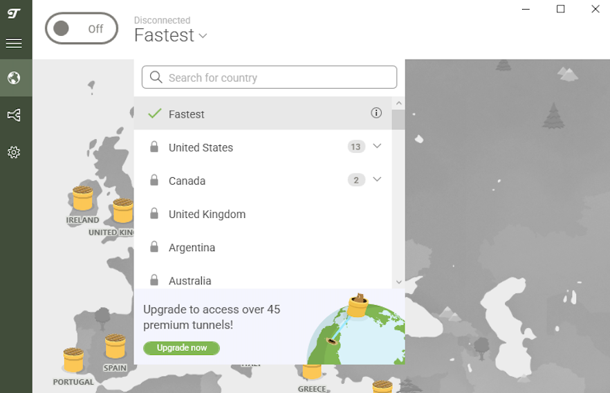 TunnelBear free VPN servers