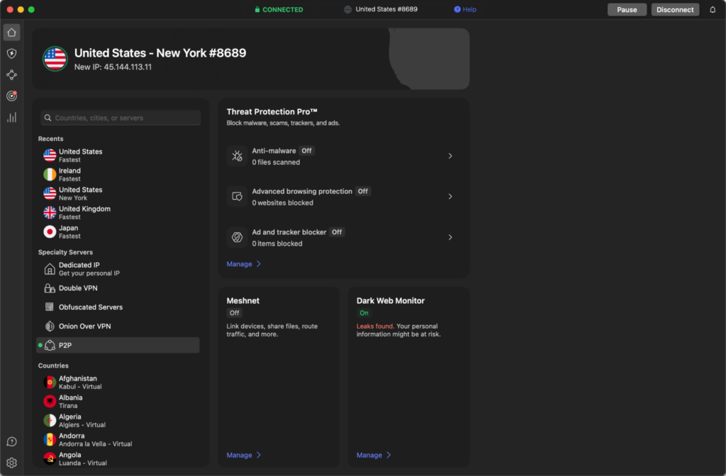 NordVPN's New York server easily unblocks PornHub and other North Dakota porn sites