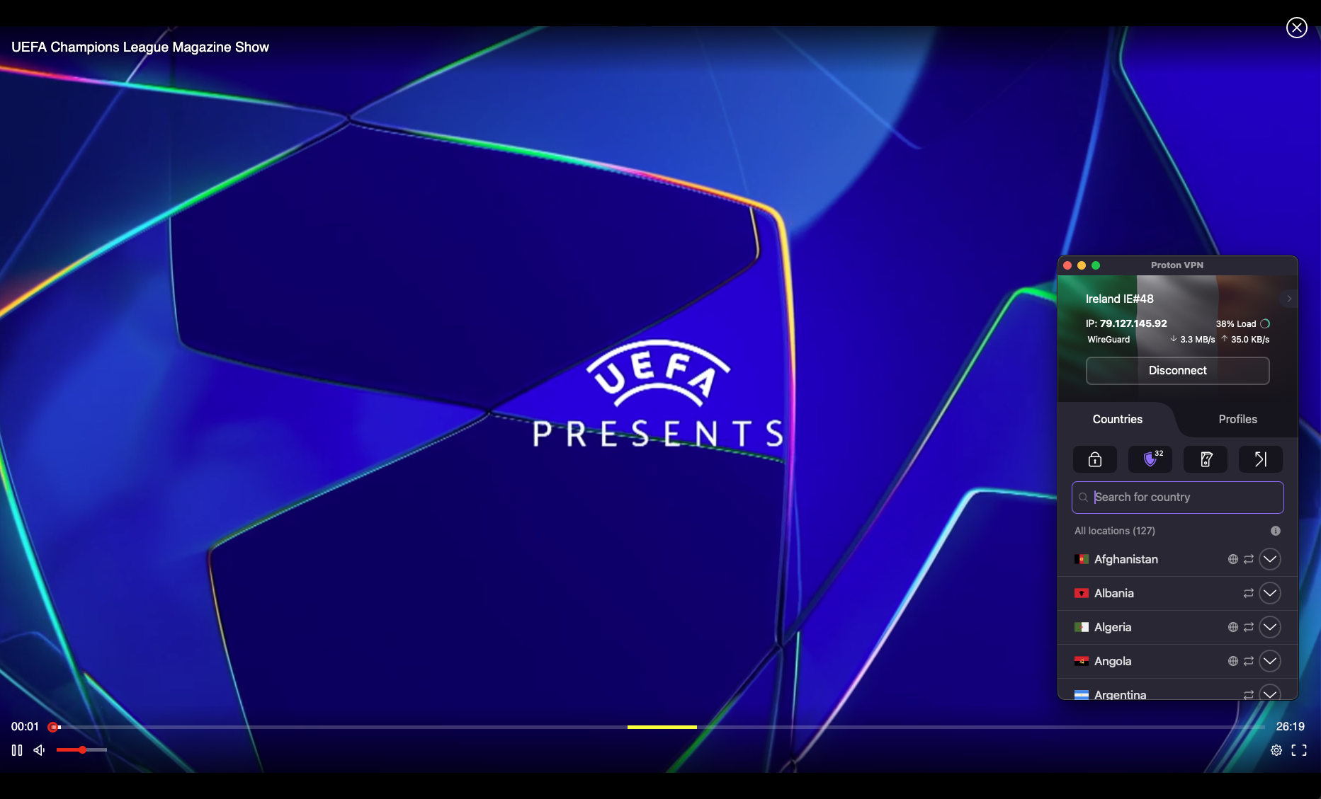 Streaming Champions League with Proton VPN