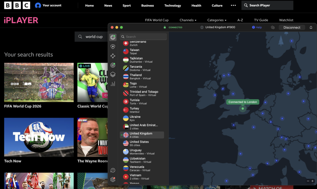World Cup on BBC iPlayer with NordVPN