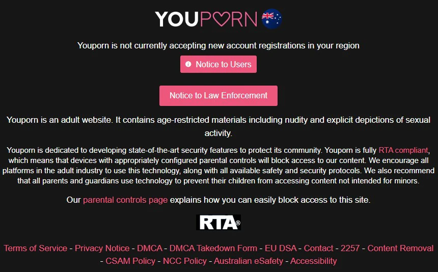 Youporn is blocked in Australia